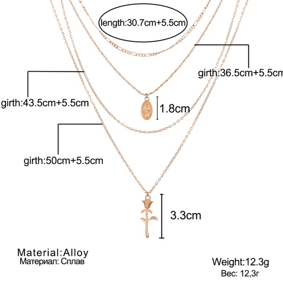 Multi-Layer, Maria, Rose Pendant Necklace - Picture 7 of 7